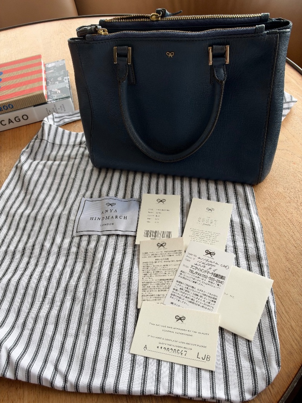 Anya Hindmarch Ebury Soft Mini Tote — Blue Leather Includes Tags